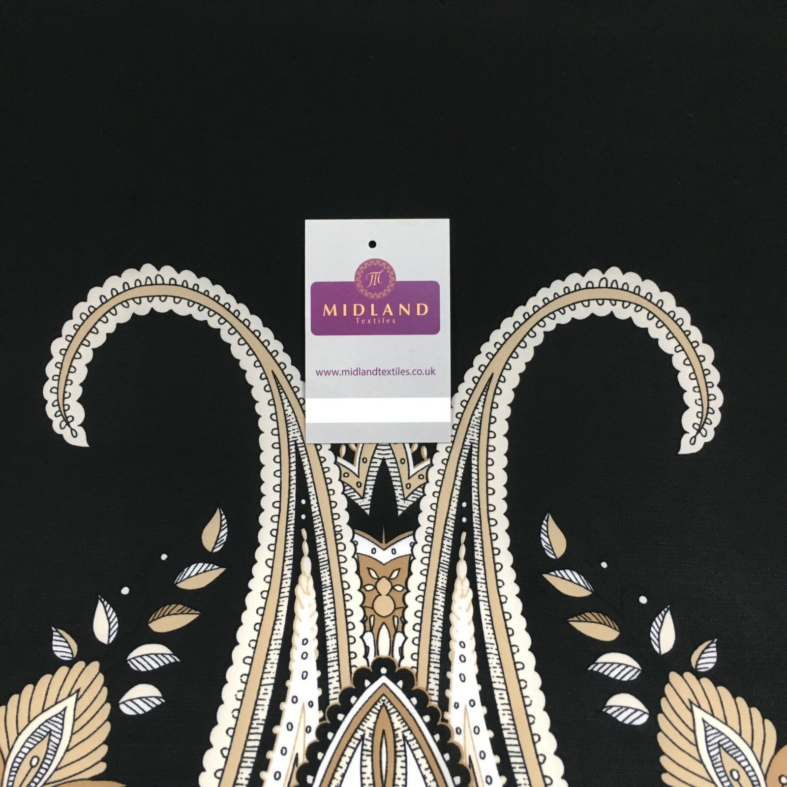 Black beige paisley 80cm panel Stretch Ity Spandex Dress Fabric 147 cm M1200-8