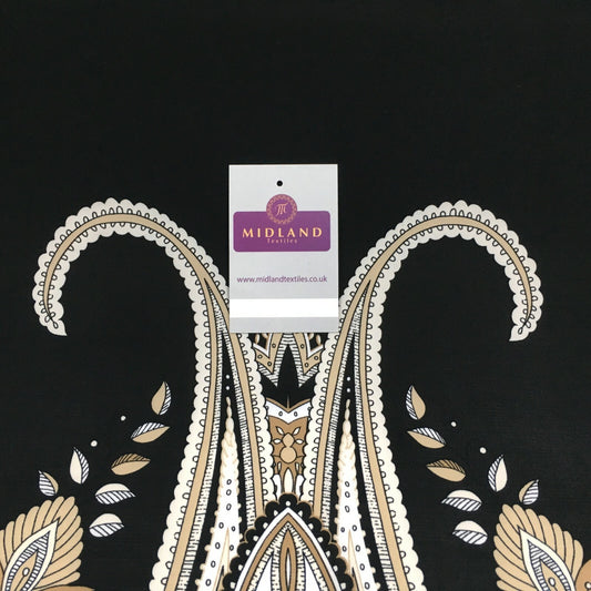 Black beige paisley 80cm panel Stretch Ity Spandex Dress Fabric 147 cm M1200-8