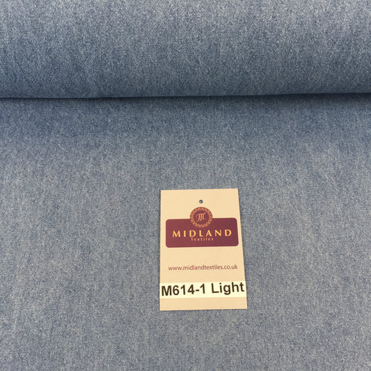 £10.75/m 8oz Washed Denim Light-Medium-Dark Blue Fabric 100% Cotton 58" M614