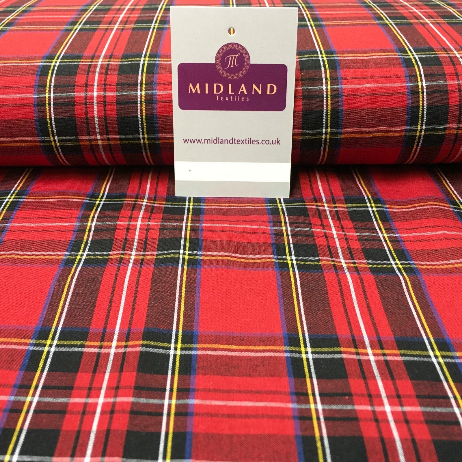 £7.99 Flat Tartan Woven 100% Cotton Poplin for clothing Fabric 147cm MD1053