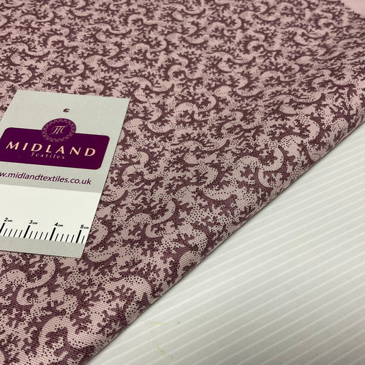 £5.99 Mauve Blush Autumn Harmony Stof Crafting 100% Cotton Fabric by Metre M1926