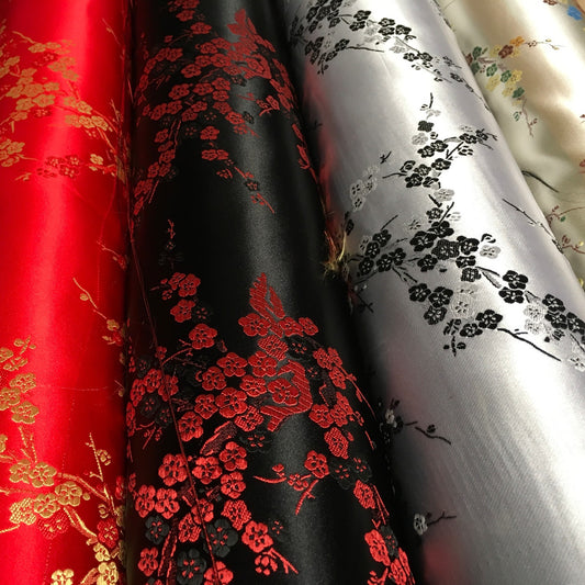 £8.20 Chinese Blossom Satin Brocade Dress Fabric -  M240 Mtex