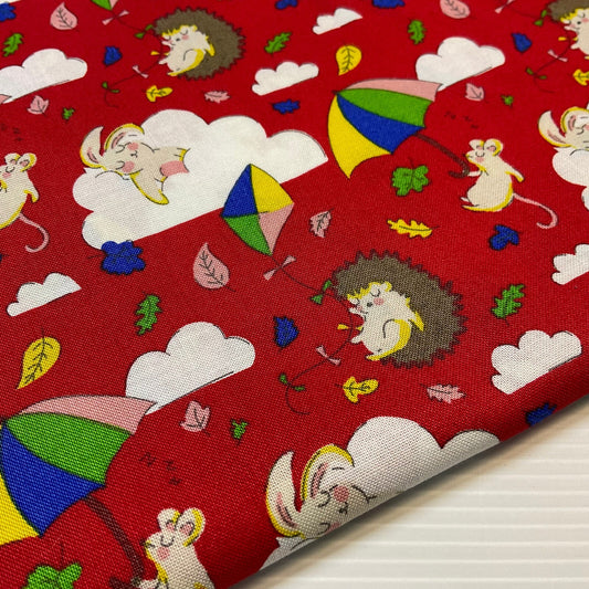 £5.99 Red off to dreamland Stof Crafting 100% Cotton Fabric Sold by Metre M1928