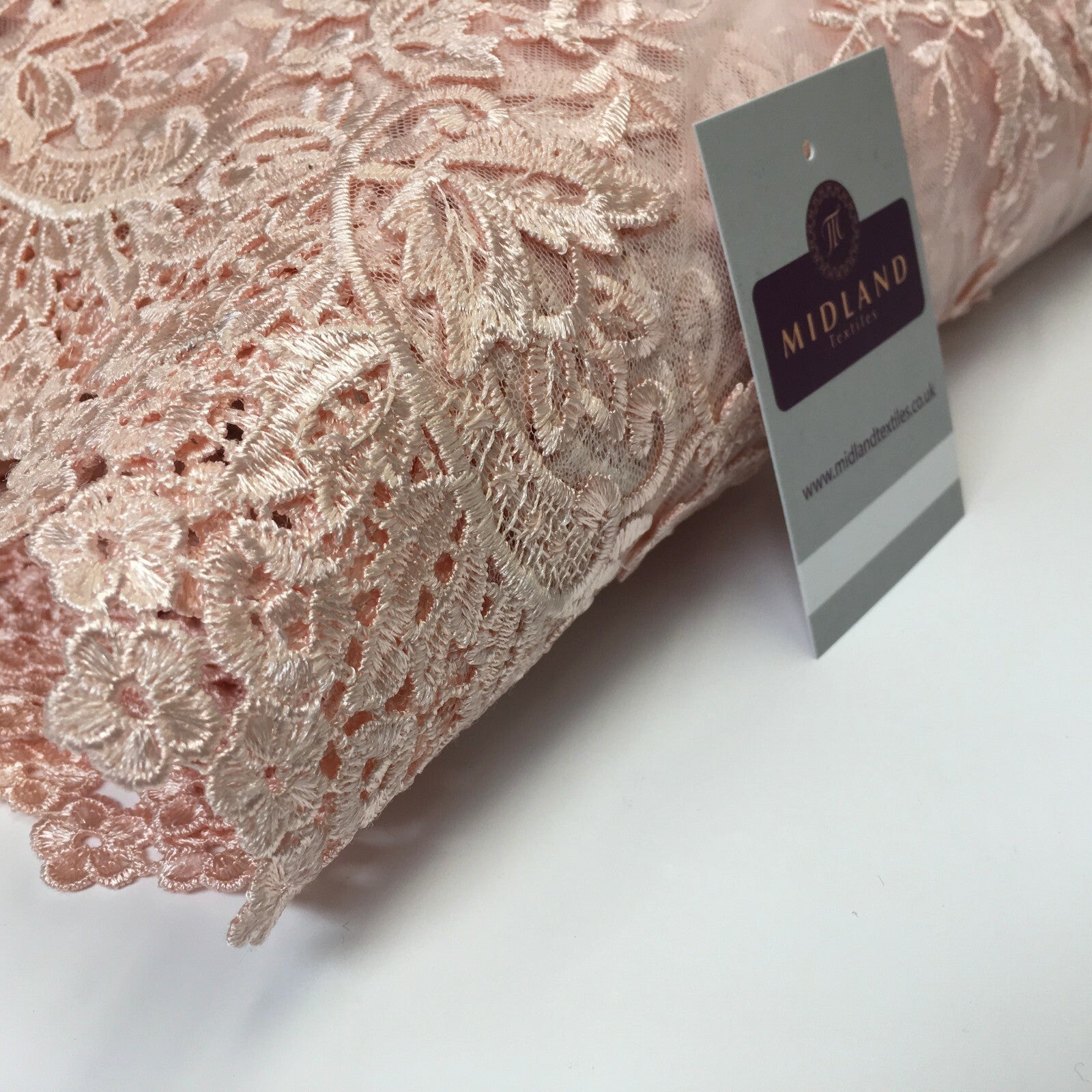 Bridal Floral Double Scalloped Edge Applique Dress Net Fabric 50' Wide M1135