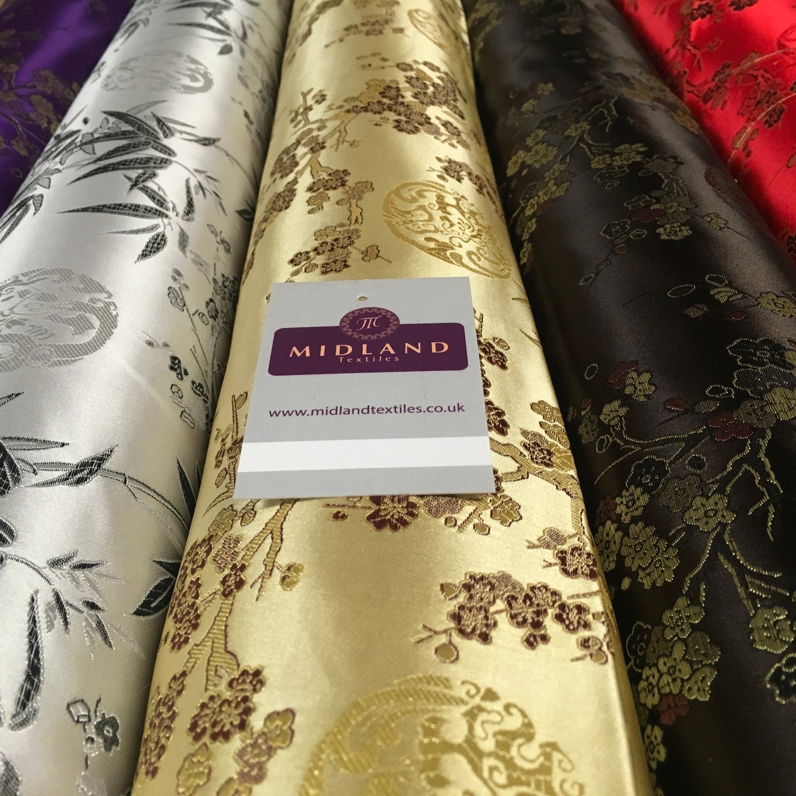 £8.20 Chinese Shanghai Floral blossom Silky Satin Brocade fabric 45' wide M798