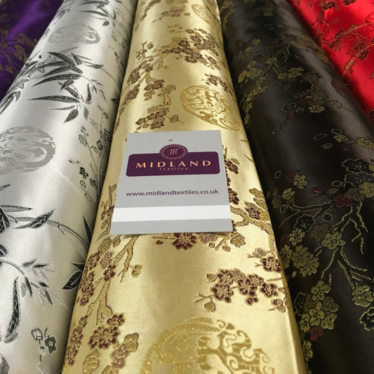 £8.20 Chinese Shanghai Floral blossom Silky Satin Brocade fabric 45" wide M798