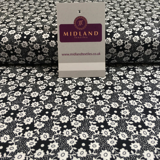 Black and White printed 100% Cotton Poplin Craft fabric 45" M733 Mtex