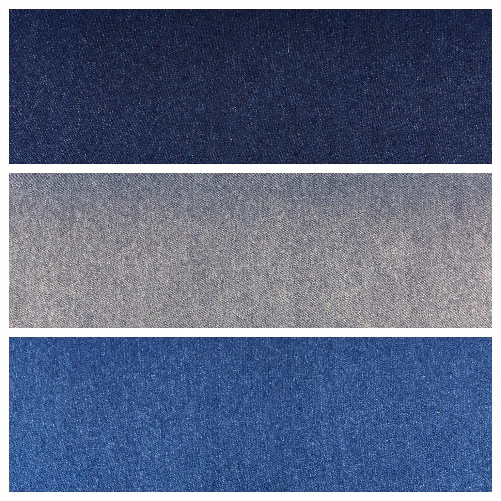 £10.75/m 8oz Washed Denim Light-Medium-Dark Blue Fabric 100% Cotton 58' M614