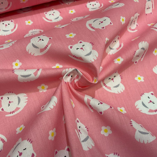 Kitten Kitty  Children's Poly cotton printed lightweight fabric M1628