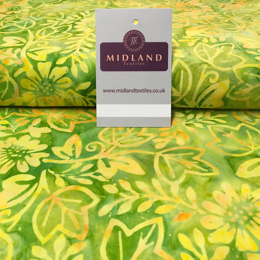 Ivy Leaves Floral Bali Batik 100% Cotton Patchwork Fabric Mtex