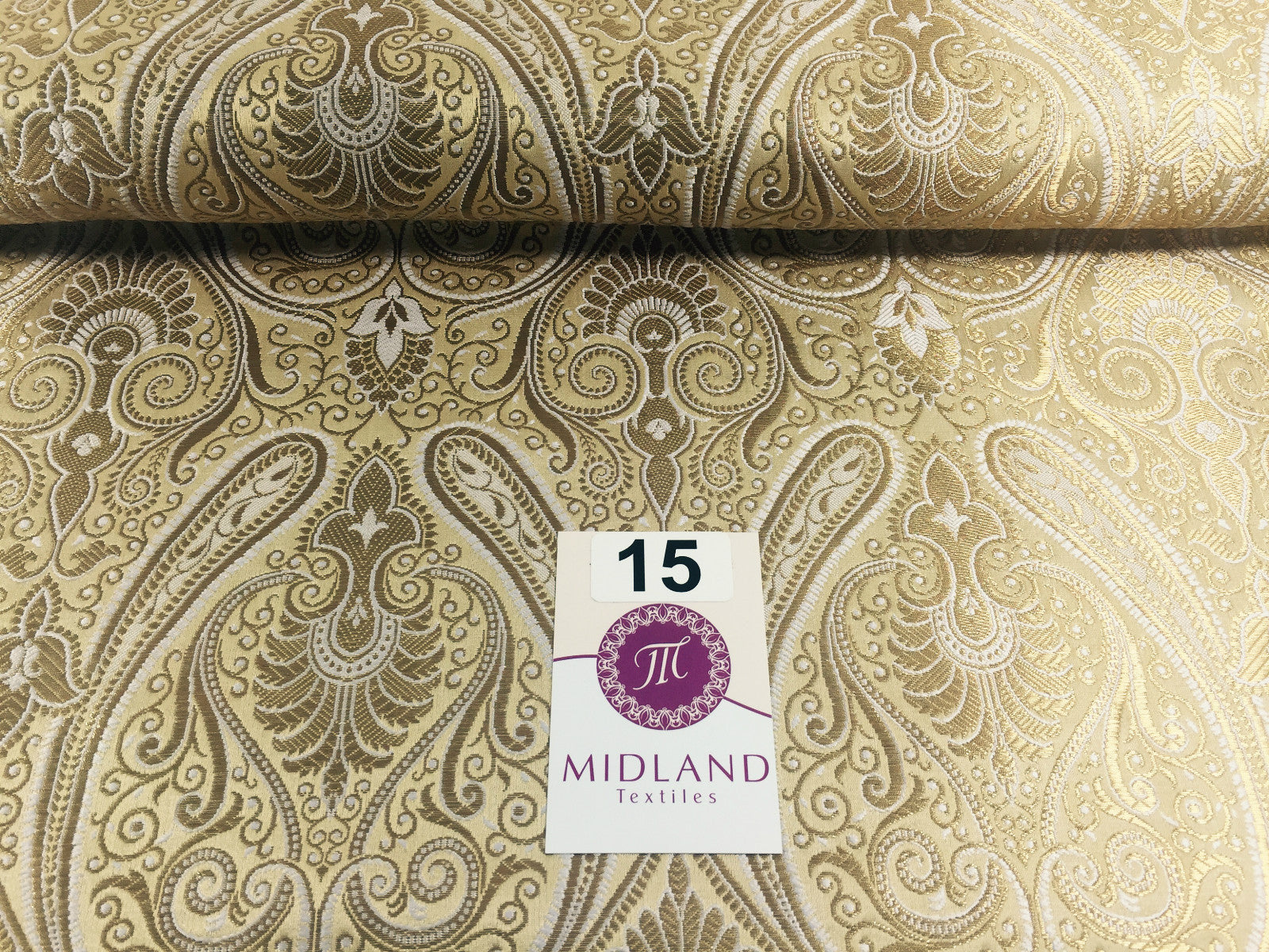 £14.99/m Luxury Gold Paisley Indian Banarsi Brocade Fabric M246 Metallic Bridal