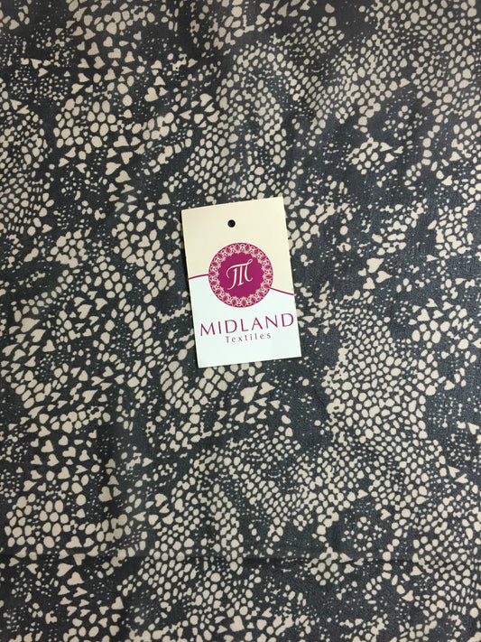 £2.99 Black and Beige Semi transparent chiffon fabric Lightweight 44" M161-22