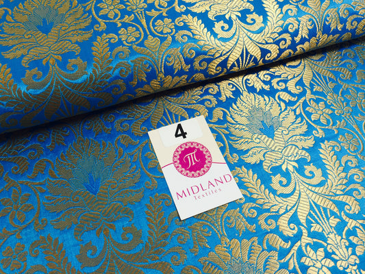 £15 Gold Floral metallic Indian faux silk banarsi Brocade fabric 45" M282