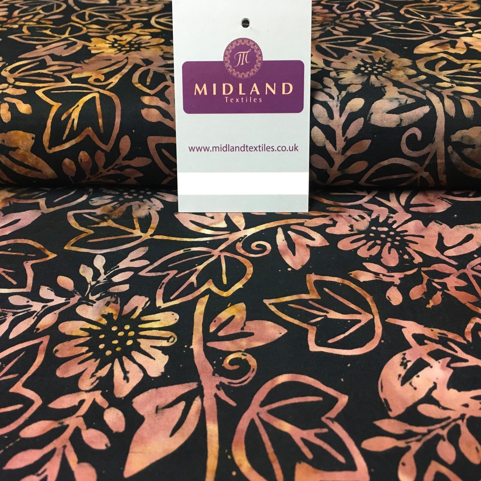 Ivy Leaves Floral Bali Batik 100% Cotton Patchwork Fabric Mtex