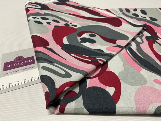 £5.99 Red Camo Abstarct Stof Crafting 100% Cotton Fabric Sold by Metre M1936