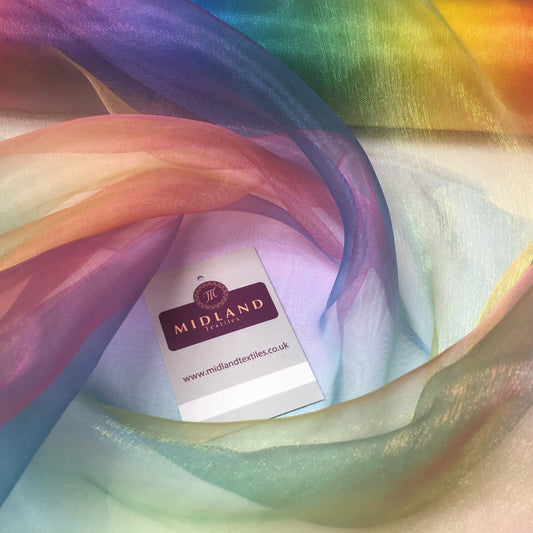 £4.50 Rainbow Multicoloured Gradient Fantasia Organza fabric 150cm MD1046