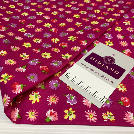 £5.99 Water Lily Floral Cotton Poplin dress Fabric sold by the meter M1916