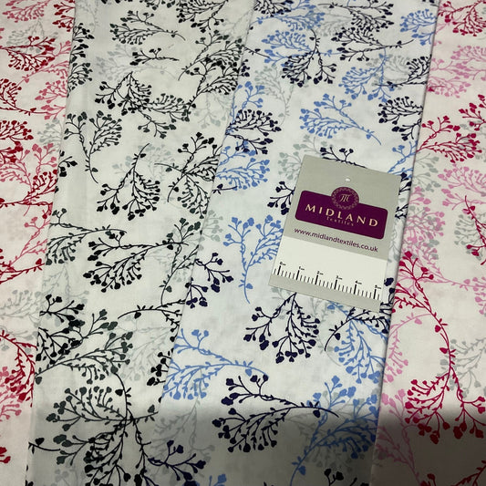 £5.99 Floral hyacinth vintage style Cotton Poplin dress Fabric M1888