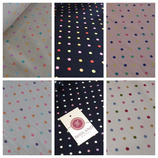 £5.99 Spot Polka Dots Multi Coloured Dress Craft 100% Cotton Poplin 45" M21