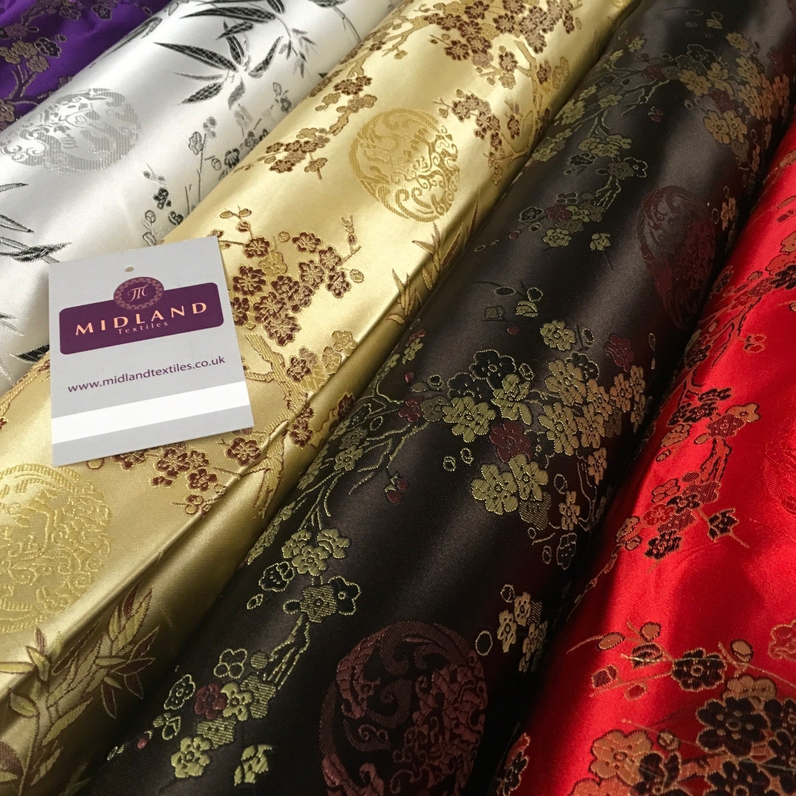 £8.20 Chinese Shanghai Floral blossom Silky Satin Brocade fabric 45' wide M798