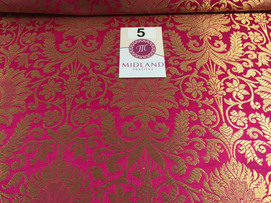 £14.99/m Gold Floral metallic Indian faux silk banarsi Brocade fabric 45"  M282