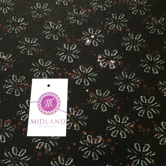 £6.99/m Luxury Embroidered stretch lace fabric with sequins M72-1 Mtex