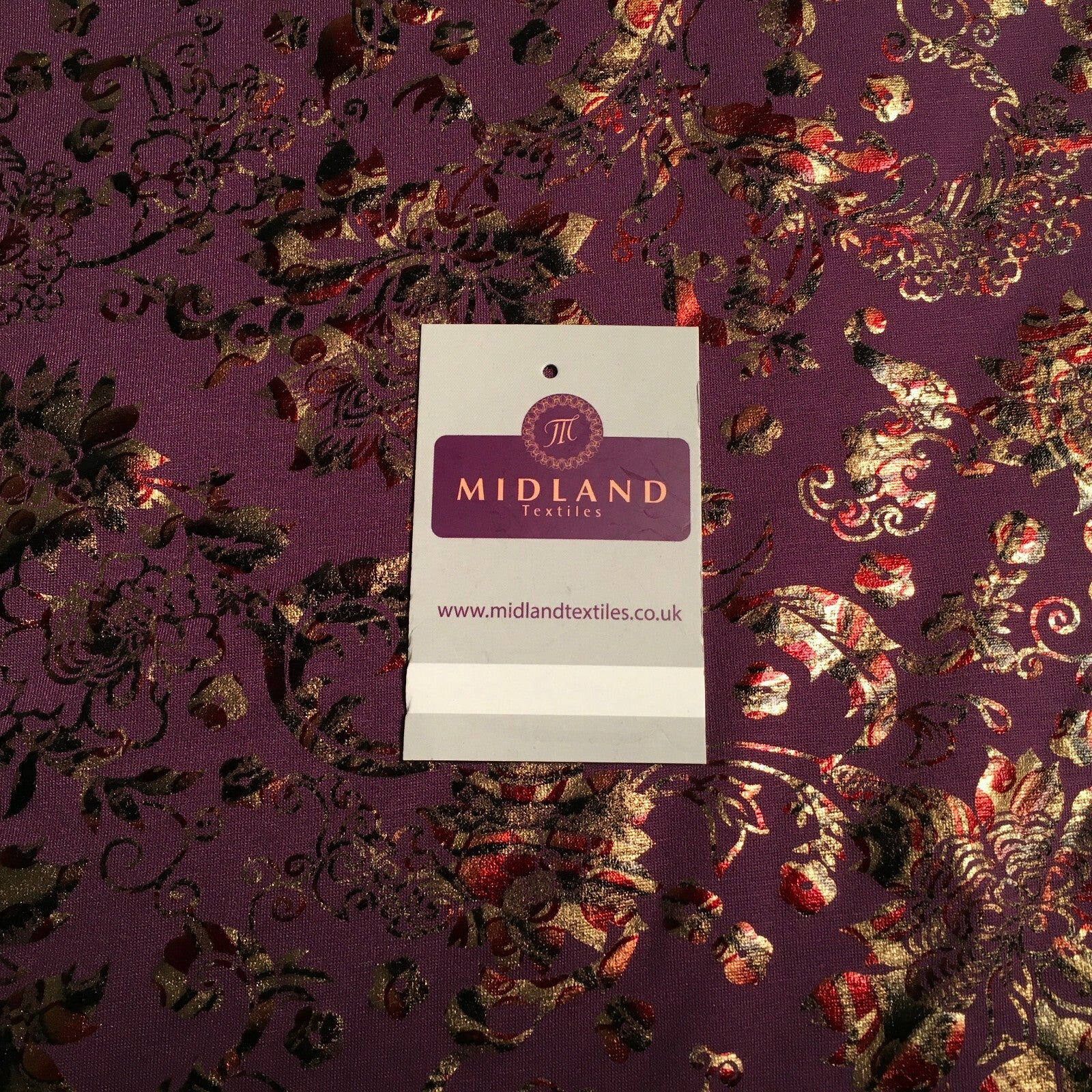 Floral Gold Spandex Jersey Foil Stretch Dress Fabric 150cm MU1296