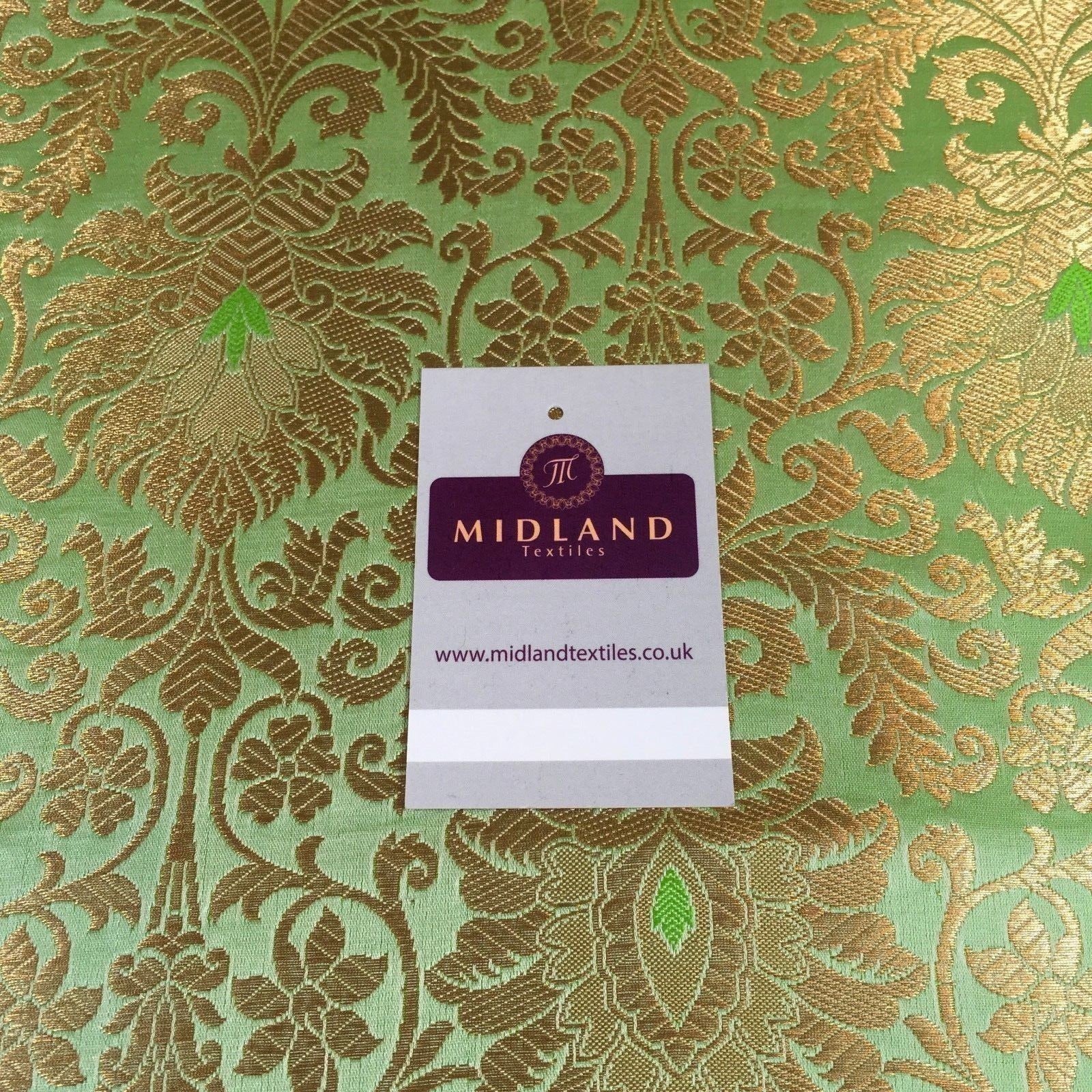 £15 Gold Floral metallic Indian faux silk banarsi Brocade fabric 45' M282