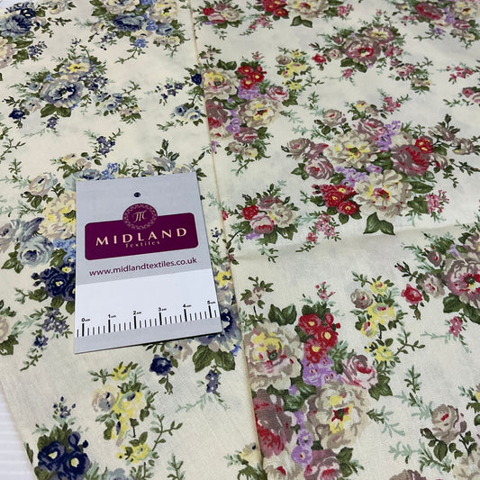 £5.99 Musky Floral vintage style Cotton Poplin dress Fabric M1899