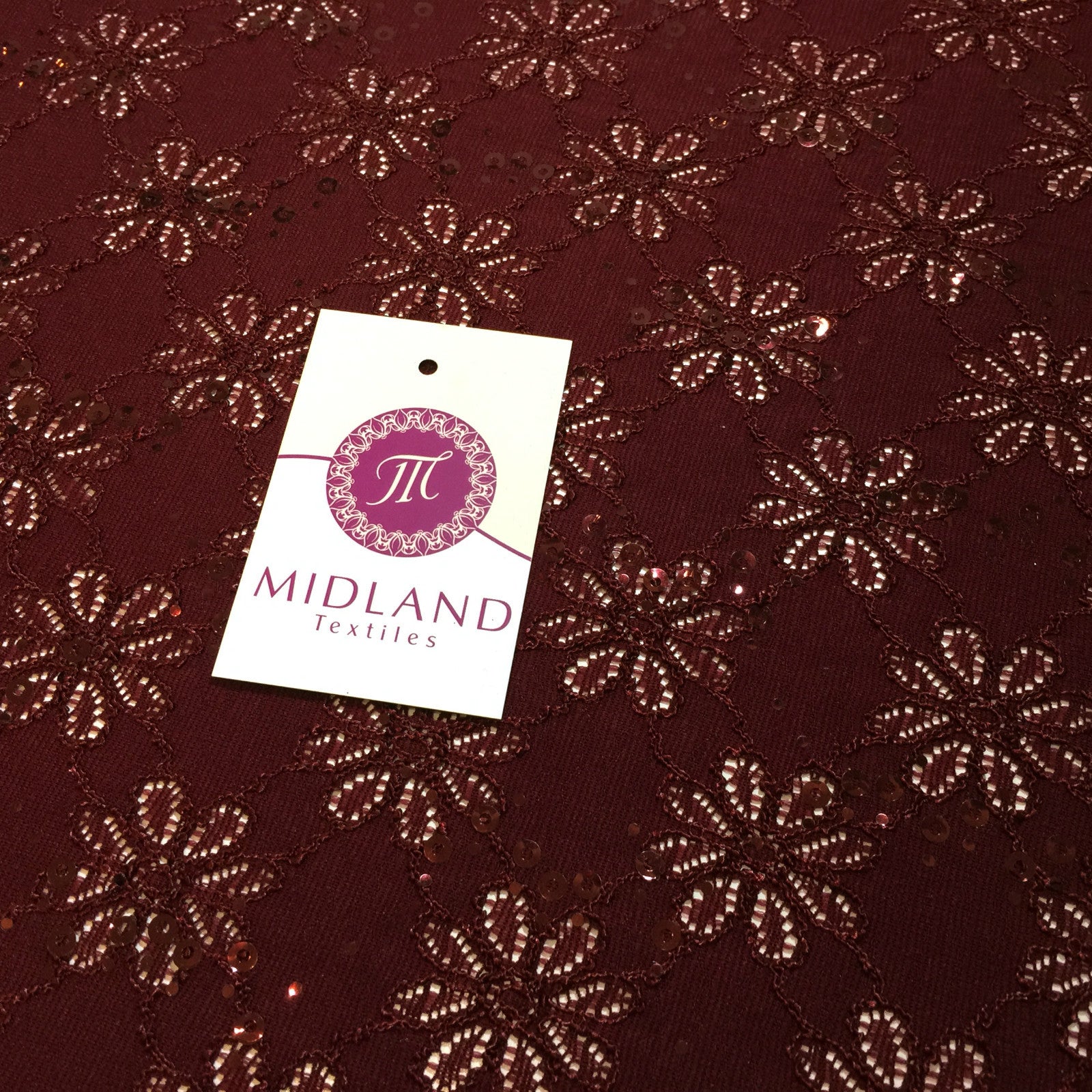 £6.99/m Luxury Embroidered stretch lace fabric with sequins M72-1 Mtex