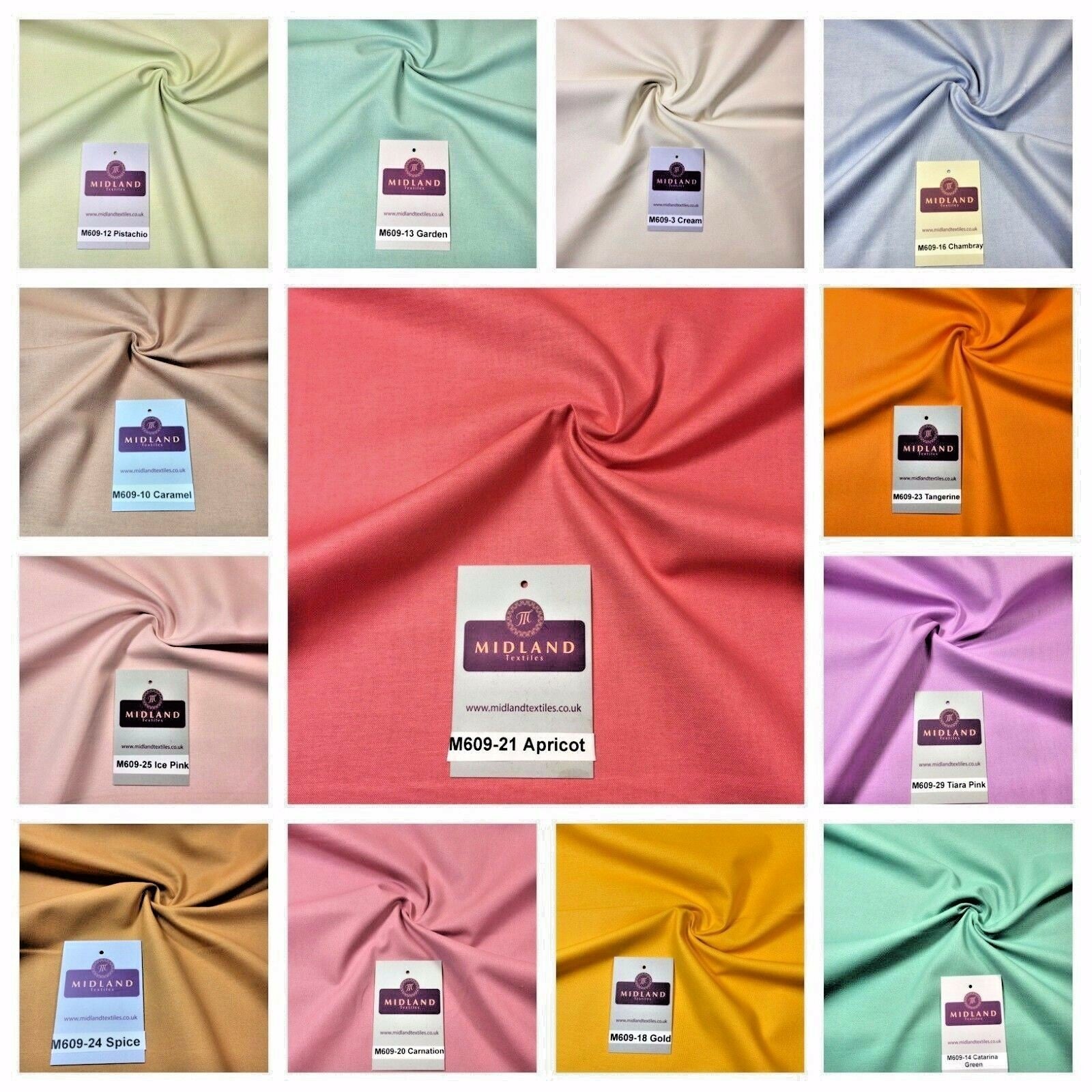 Plain Coloured True Craft 100% Cotton Patchwork Crafting Fabric 44' M609 Lot 1