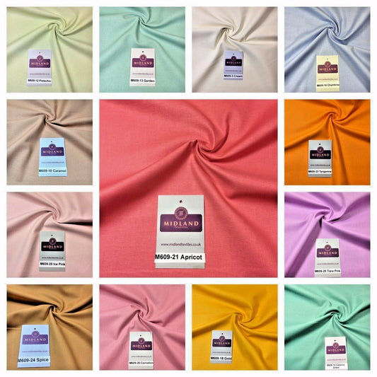 Plain Coloured True Craft 100% Cotton Patchwork Crafting Fabric 44" M609 Lot 1