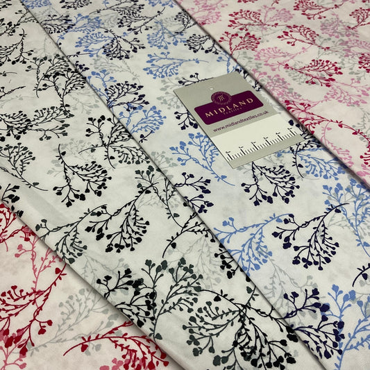 £5.99 Floral hyacinth vintage style Cotton Poplin dress Fabric M1888