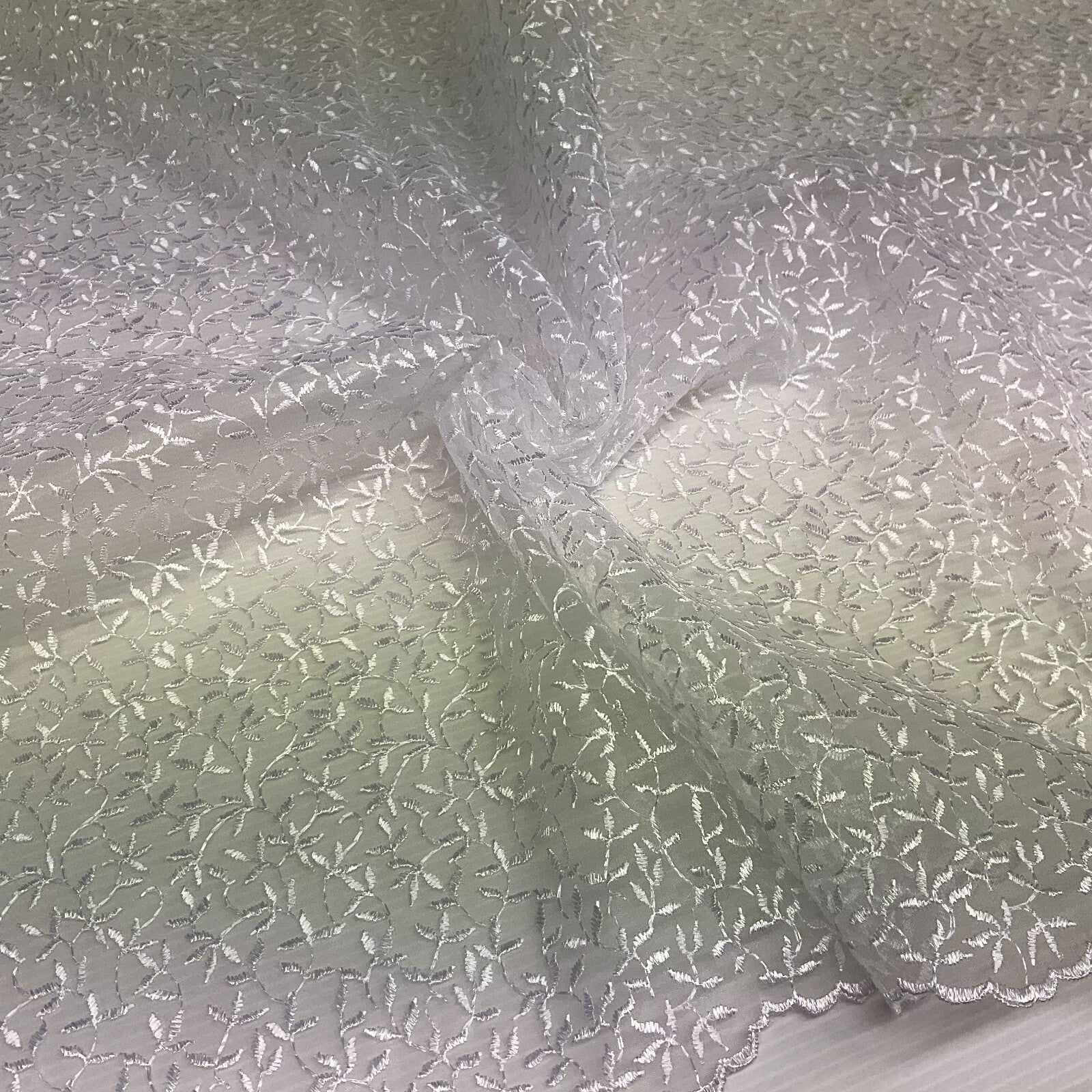 Embroidered Floral Viscose Organza Dress Fabric 130 cm MK1666 Mtex