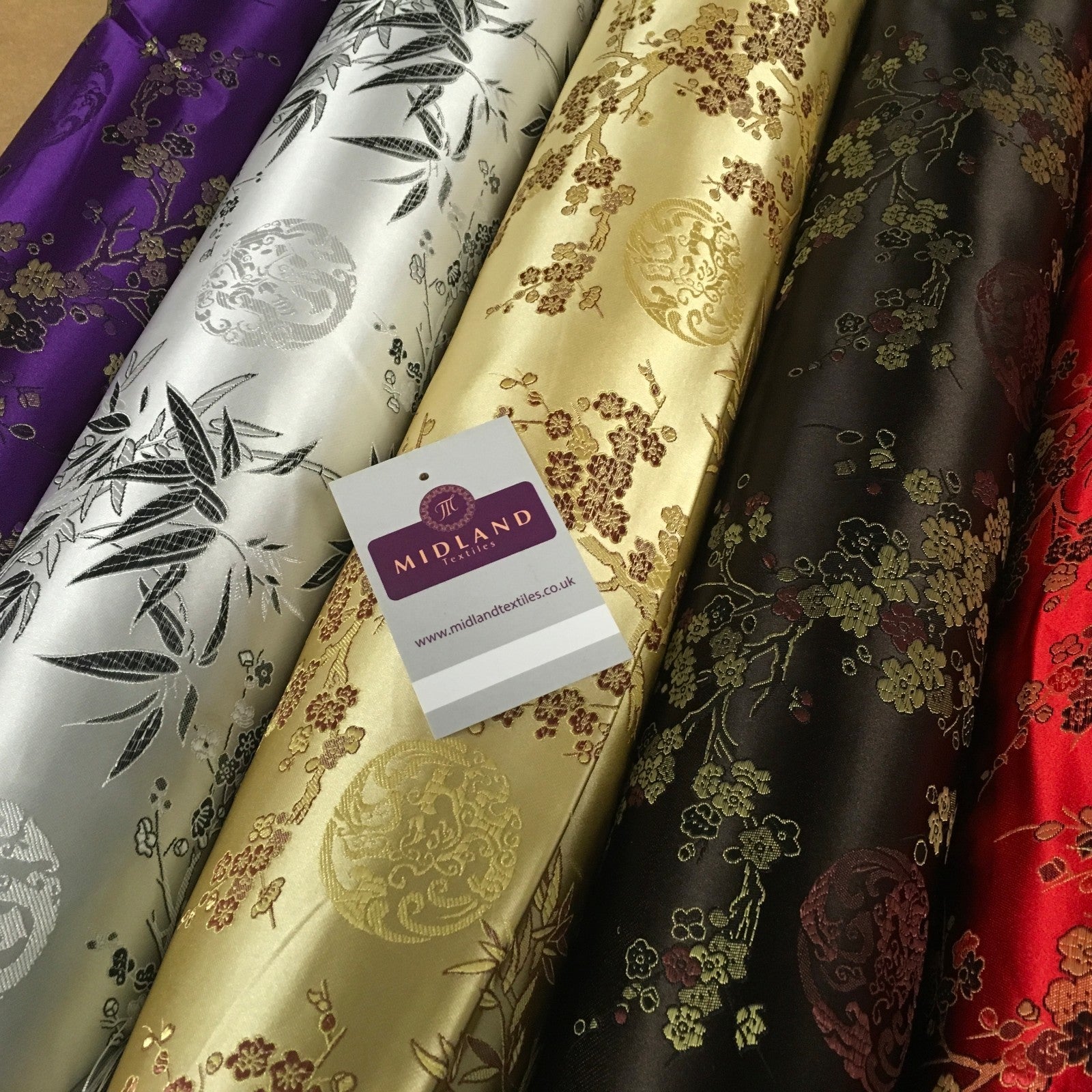 £8.20 Chinese Shanghai Floral blossom Silky Satin Brocade fabric 45' wide M798