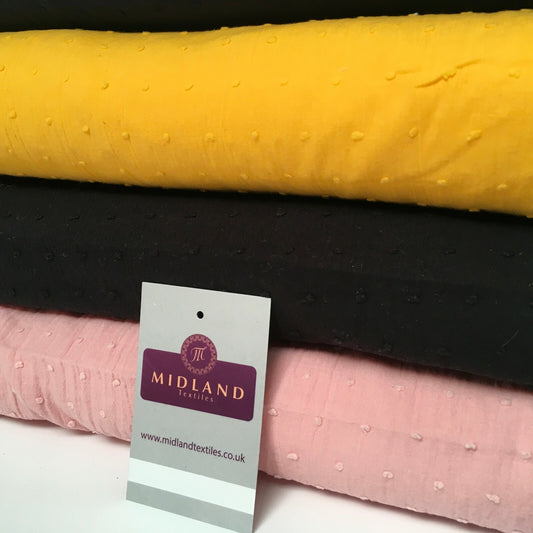 £7.99 100% Cotton Swiss Dot Soft Dobby Dressmaking Fabric 135cm Wide MD1052