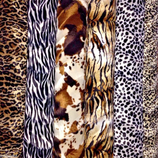 £9.00 ANIMAL PRINT VELBOA FAUX FUR VELOUR FABRIC CRAFT MATERIAL 60" WIDE M220