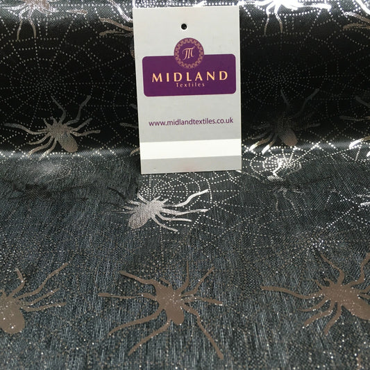 Halloween Spooky Spider web Silver Foil Nylon jersey Fabric 150 cm MH1280 Mtex