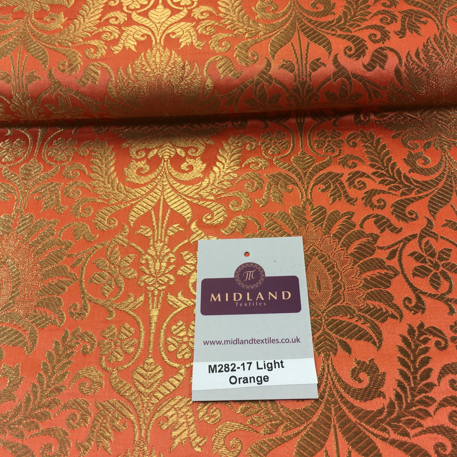 £15 Gold Floral metallic Indian faux silk banarsi Brocade fabric 45' M282