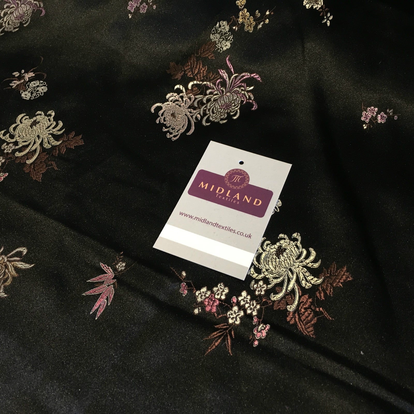 £7.99 Chinese Floral Blossom Oriental Brocade Satin 44' Wide  M241 Mtex