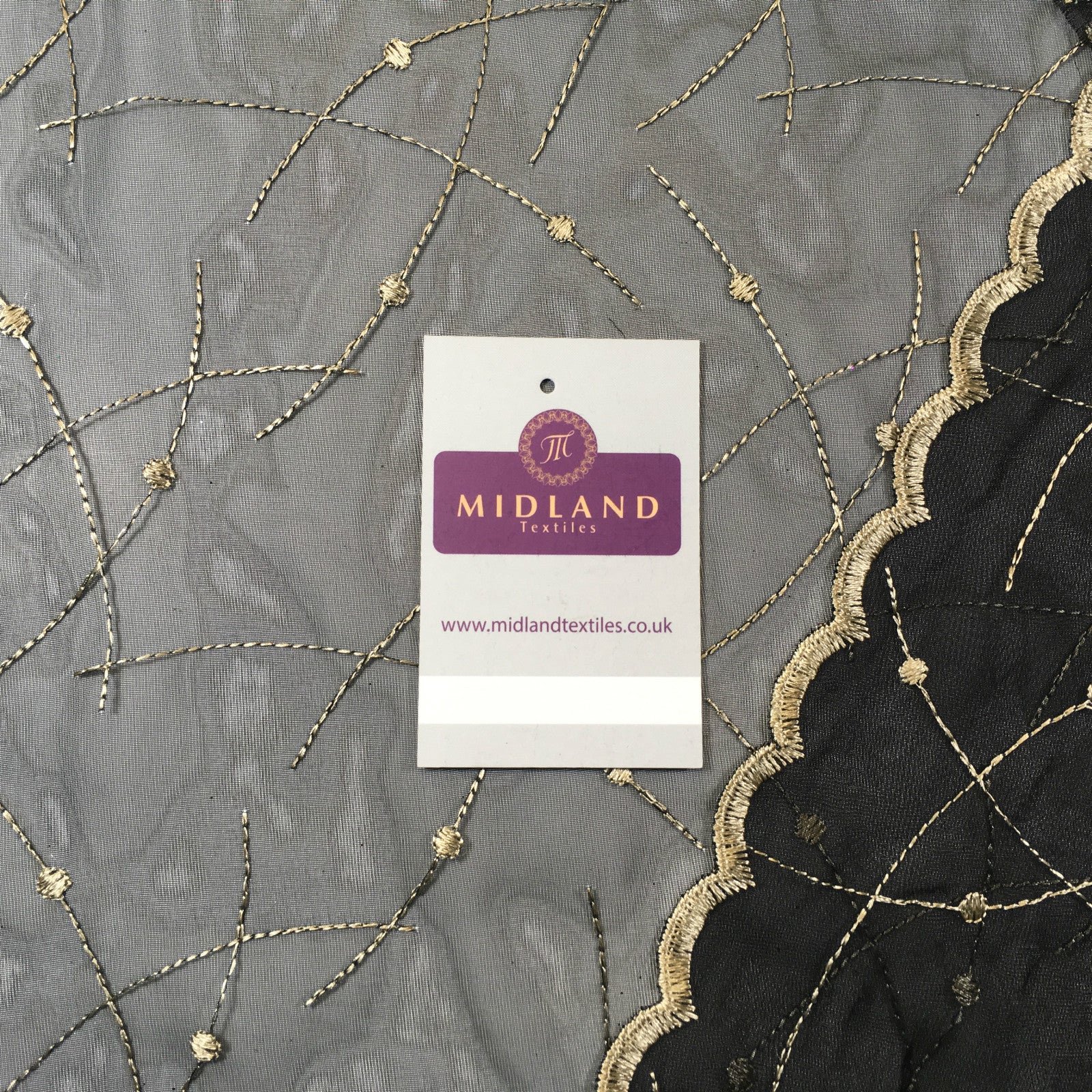 Lightweight Embroidered net scalloped edge dress fabric 55' wide M717 Mtex