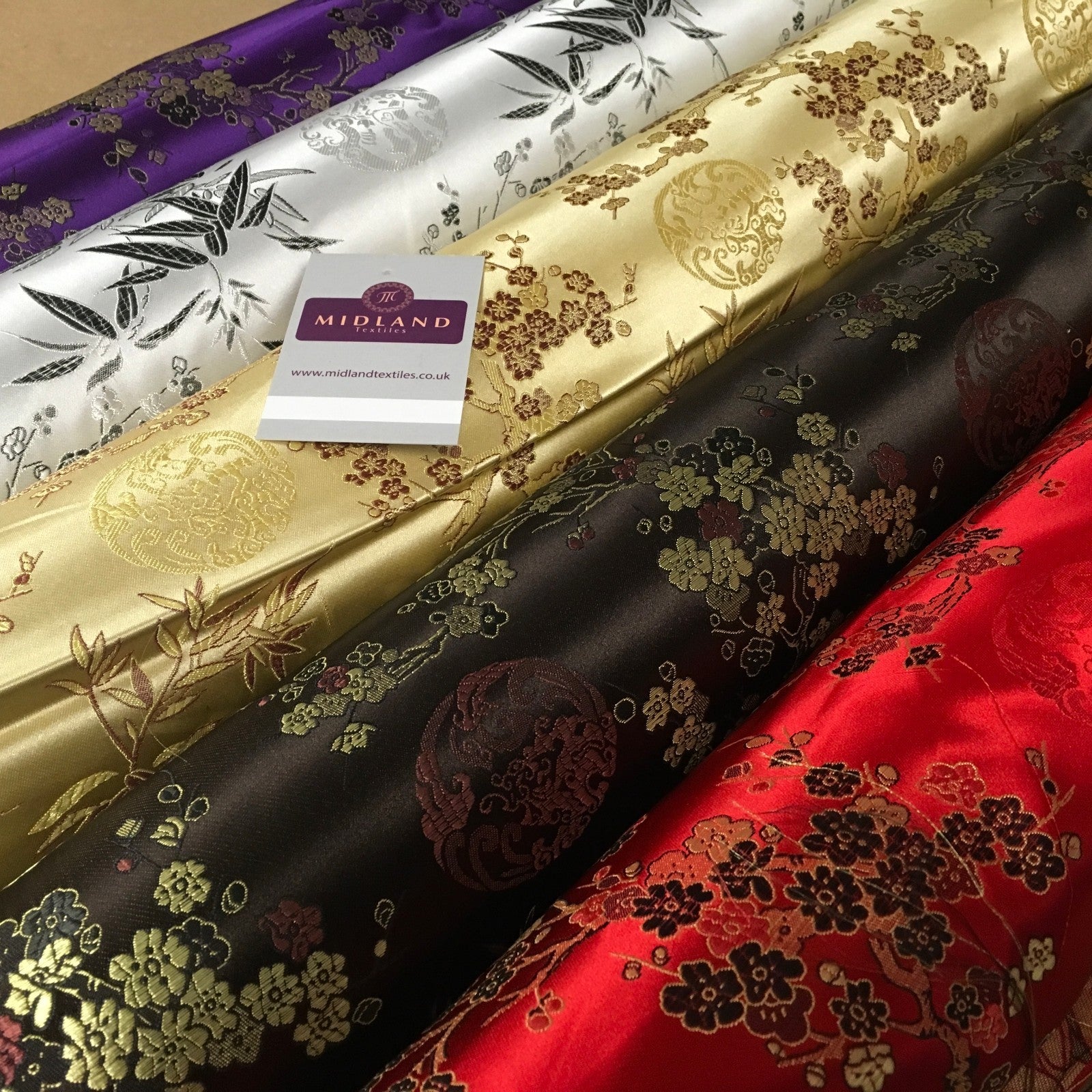 £8.20 Chinese Shanghai Floral blossom Silky Satin Brocade fabric 45' wide M798