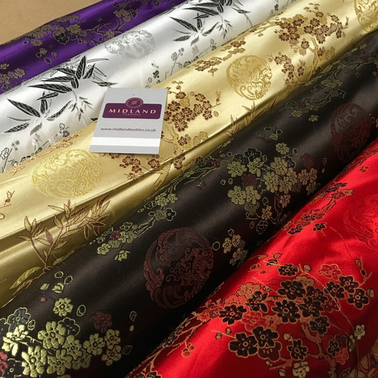 £8.20 Chinese Shanghai Floral blossom Silky Satin Brocade fabric 45" wide M798
