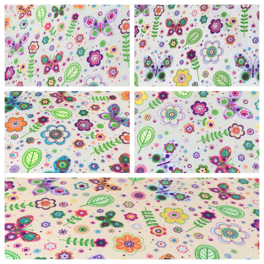£2.75 Floral Butterfly polycotton printed Fabric 44" M738 Mtex