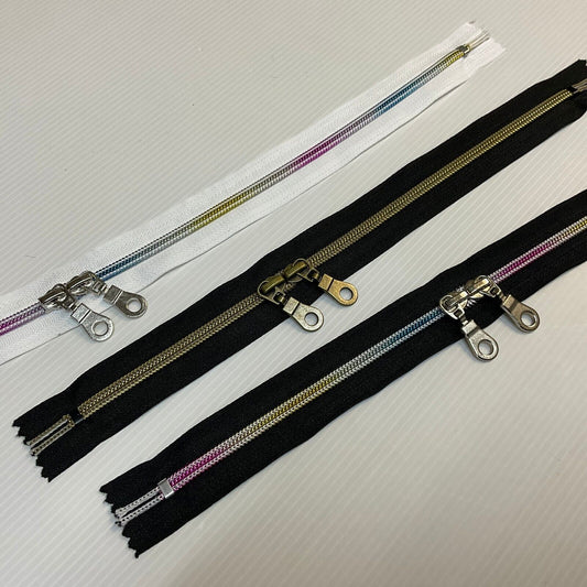 1pcs 12" 30cm Long Handbag 0 Zip Rainbow Black White Brass M1958