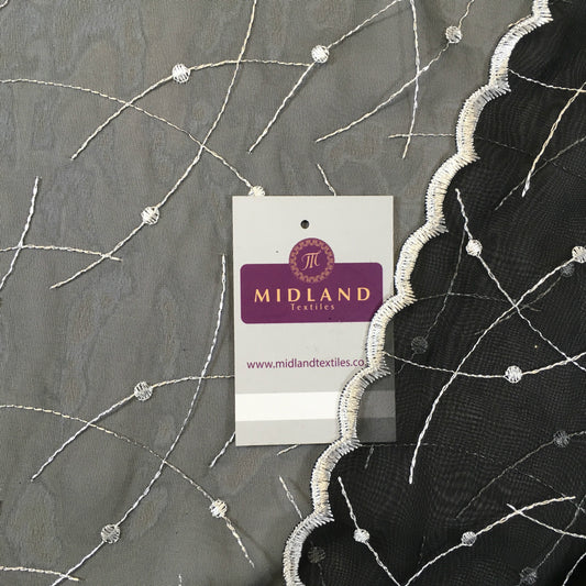 Lightweight Embroidered net scalloped edge dress fabric 55" wide M717 Mtex