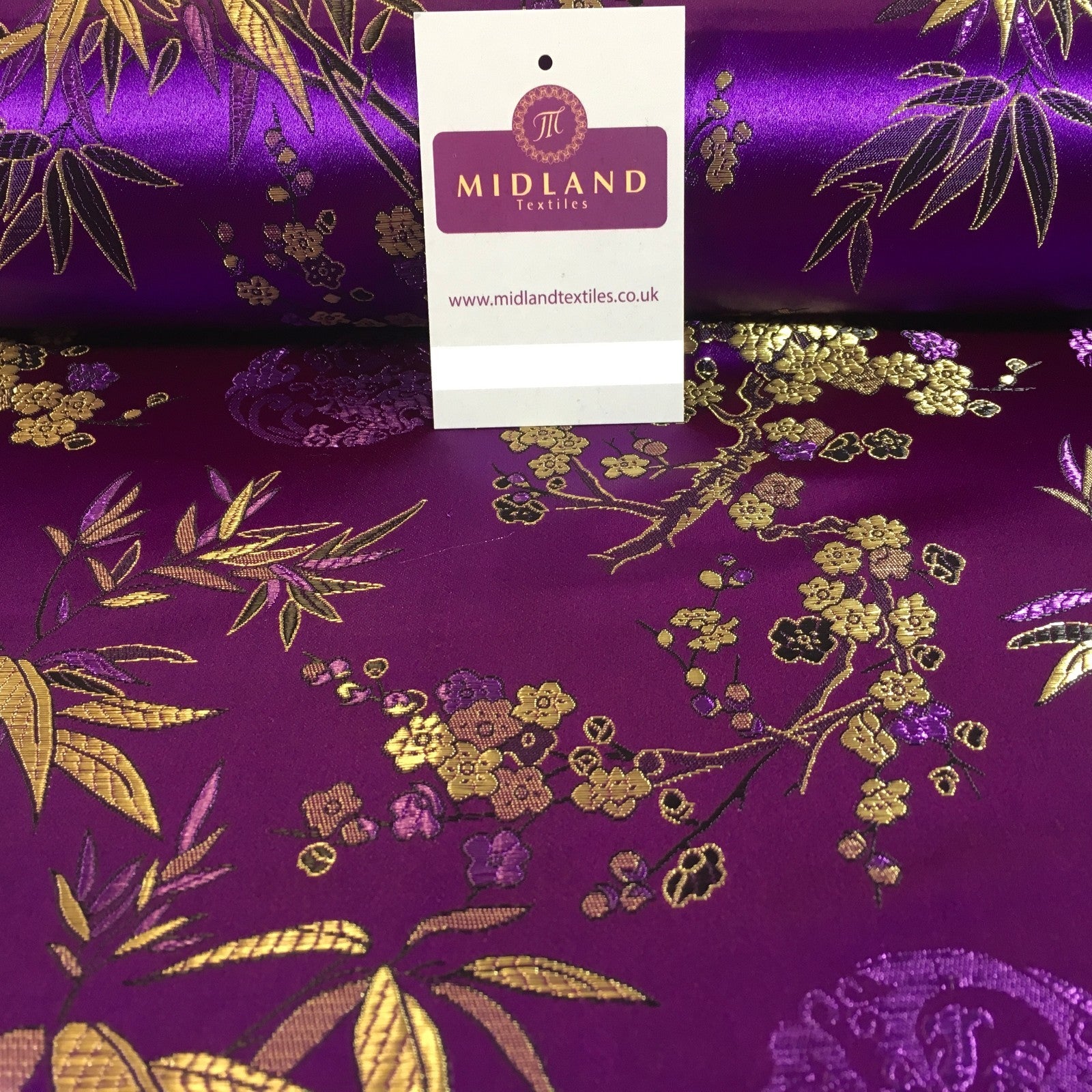 £8.20 Chinese Shanghai Floral blossom Silky Satin Brocade fabric 45' wide M798