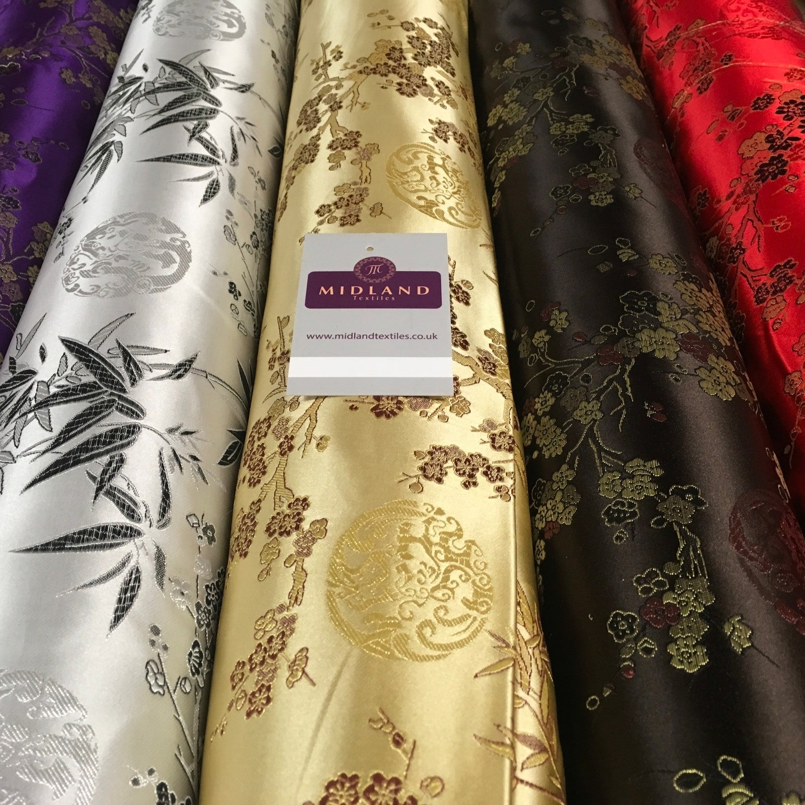 £8.20 Chinese Shanghai Floral blossom Silky Satin Brocade fabric 45' wide M798