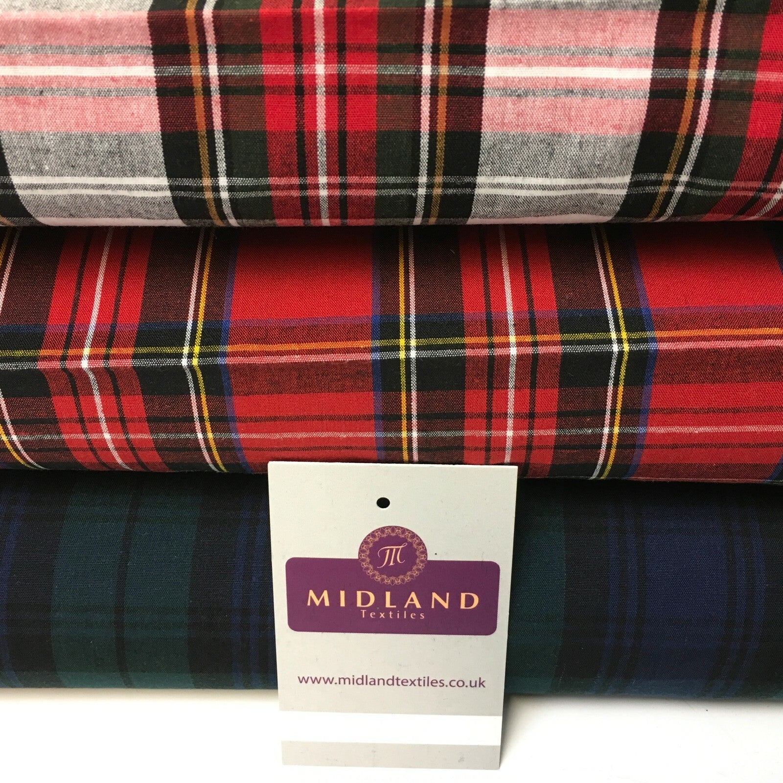 £7.99 Flat Tartan Woven 100% Cotton Poplin for clothing Fabric 147cm MD1053