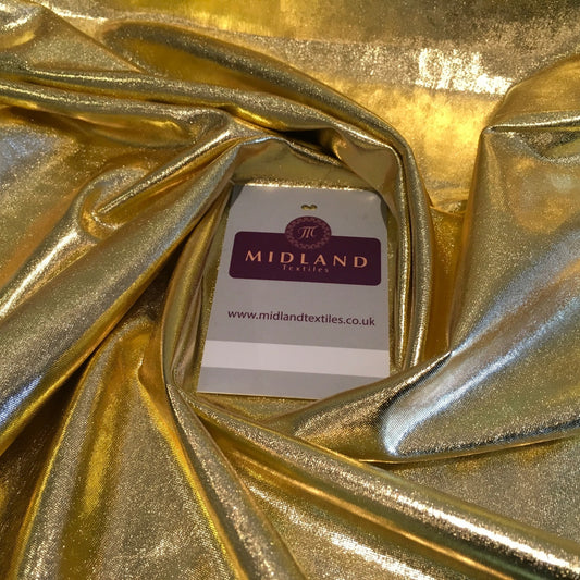 £5.99 Metallic Shiny Stretchy foil Polyester Nylon Spandex Mix 58" Wide M100
